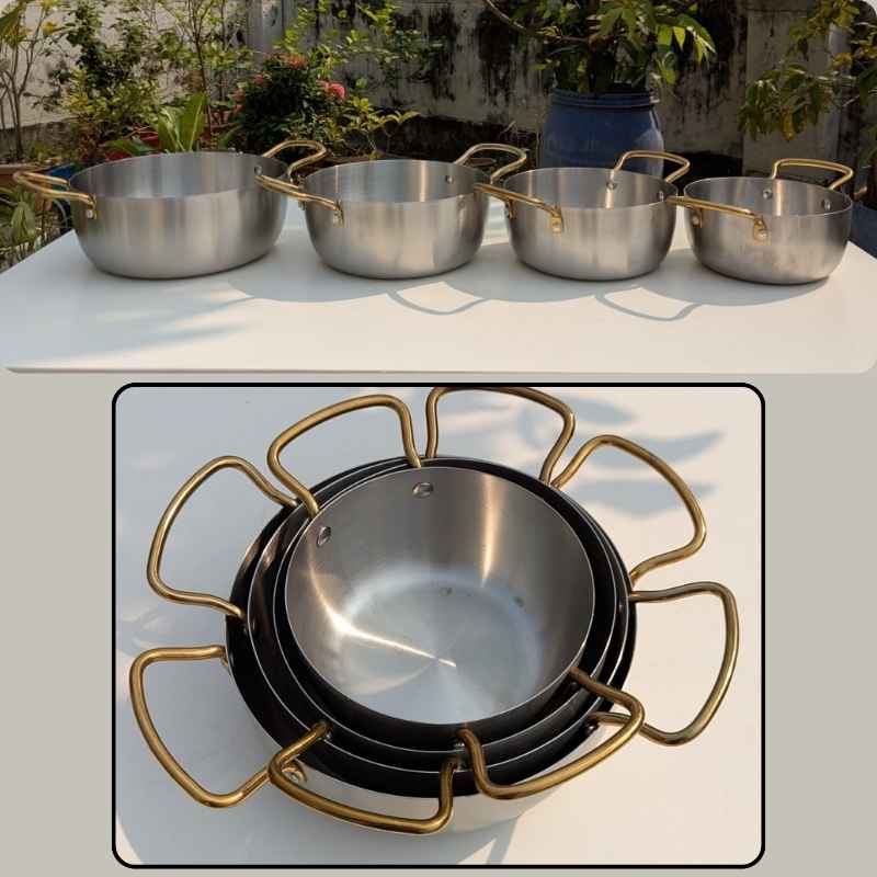 Alternative view of 4 pes set  Silver Hammered Deep Cooking pan ko-sdcp-4
