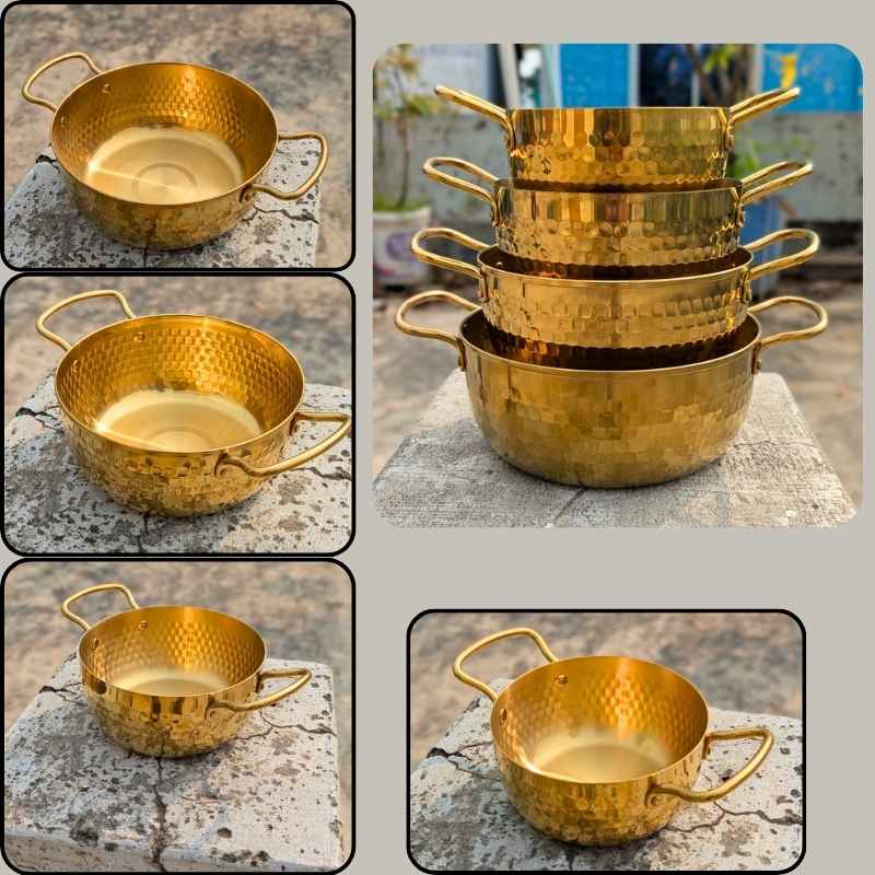 Golden Hammered  Deep Cooking pan
