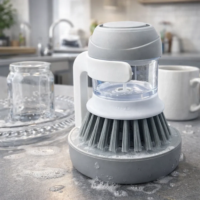 Premium Kitchen Scrub Brush Set with Soap Dispenser