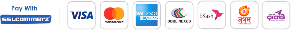 Payment Methods - SSLCommerz, Visa, Mastercard, American Express, bKash, Nagad, Rocket
