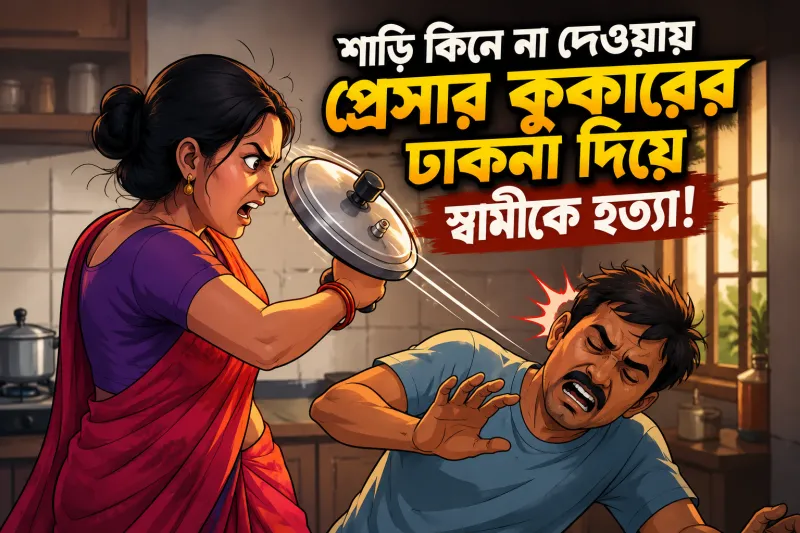 শাড়ি কিনে না দেওয়ায় প্রেসার কুকারের ঢাকনা দিয়ে স্বামীকে হত্যার অভিযোগ, গ্রেপ্তার স্ত্রী