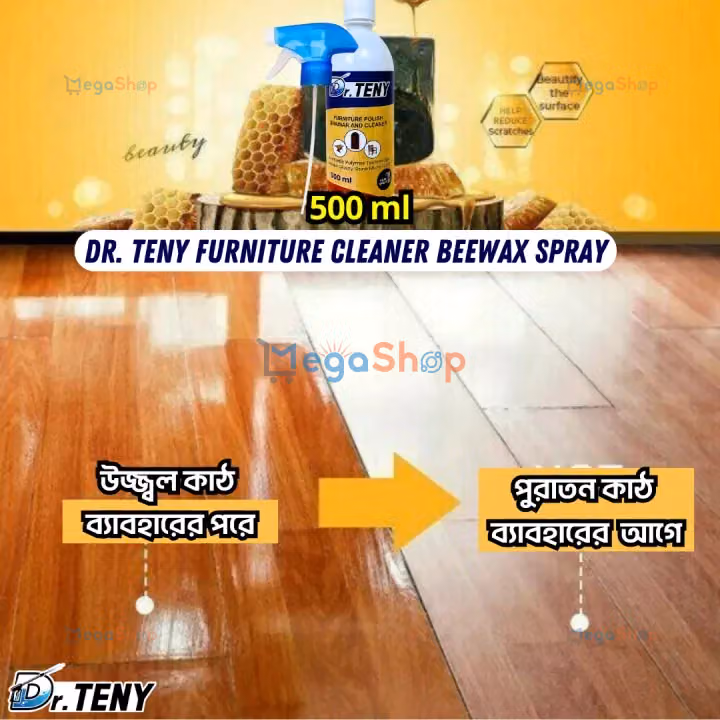 Dr Teny Natural Micro-Molecularized Beeswax Spray, Beeswax Furniture Polish, Bees Wax Furniture Polish and Cleaner, Beeswax Spray Furniture Polish, Wood Seasoning Beewax for Furniture Floor, 500 ml