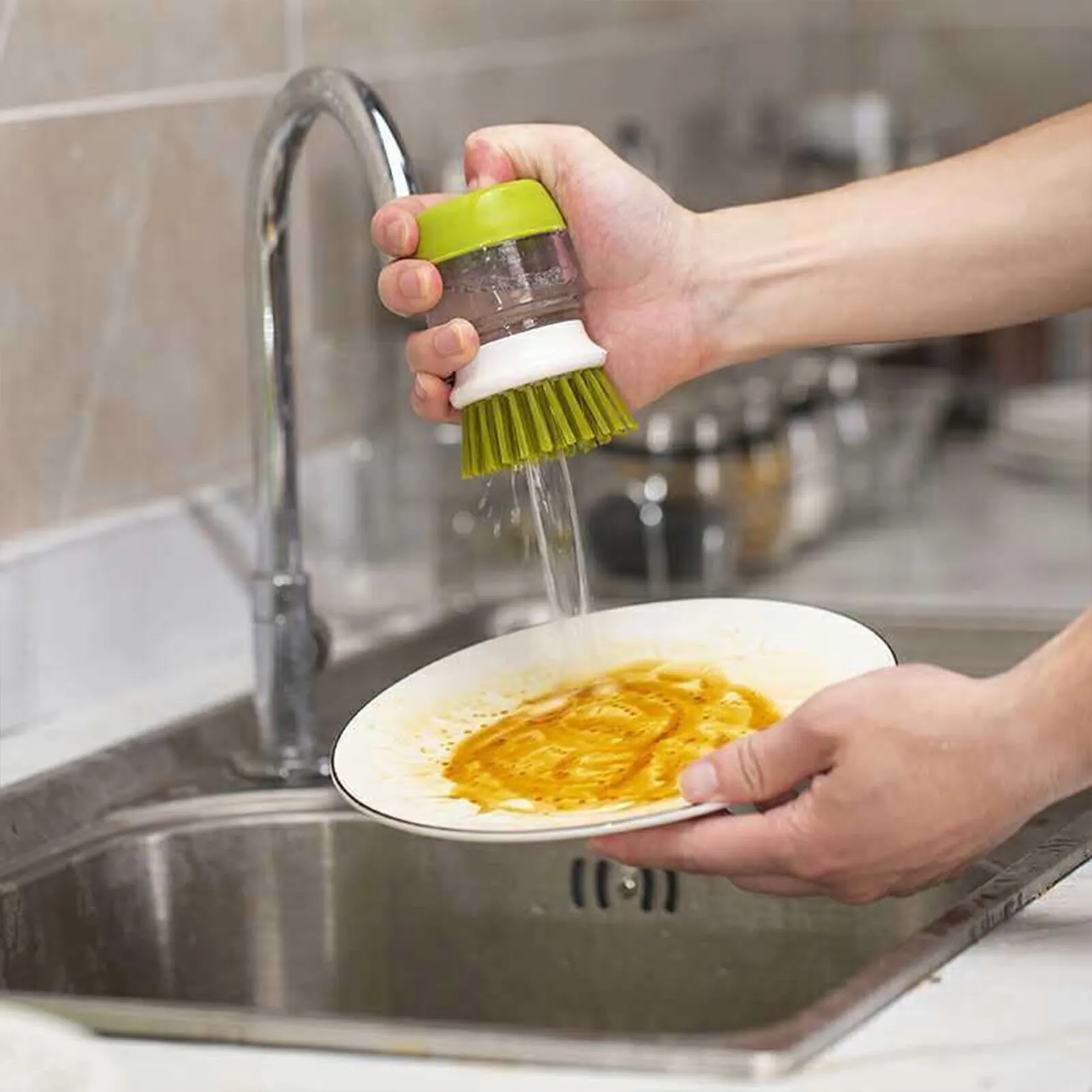 Premium Kitchen Scrub Brush Set with Soap Dispenser