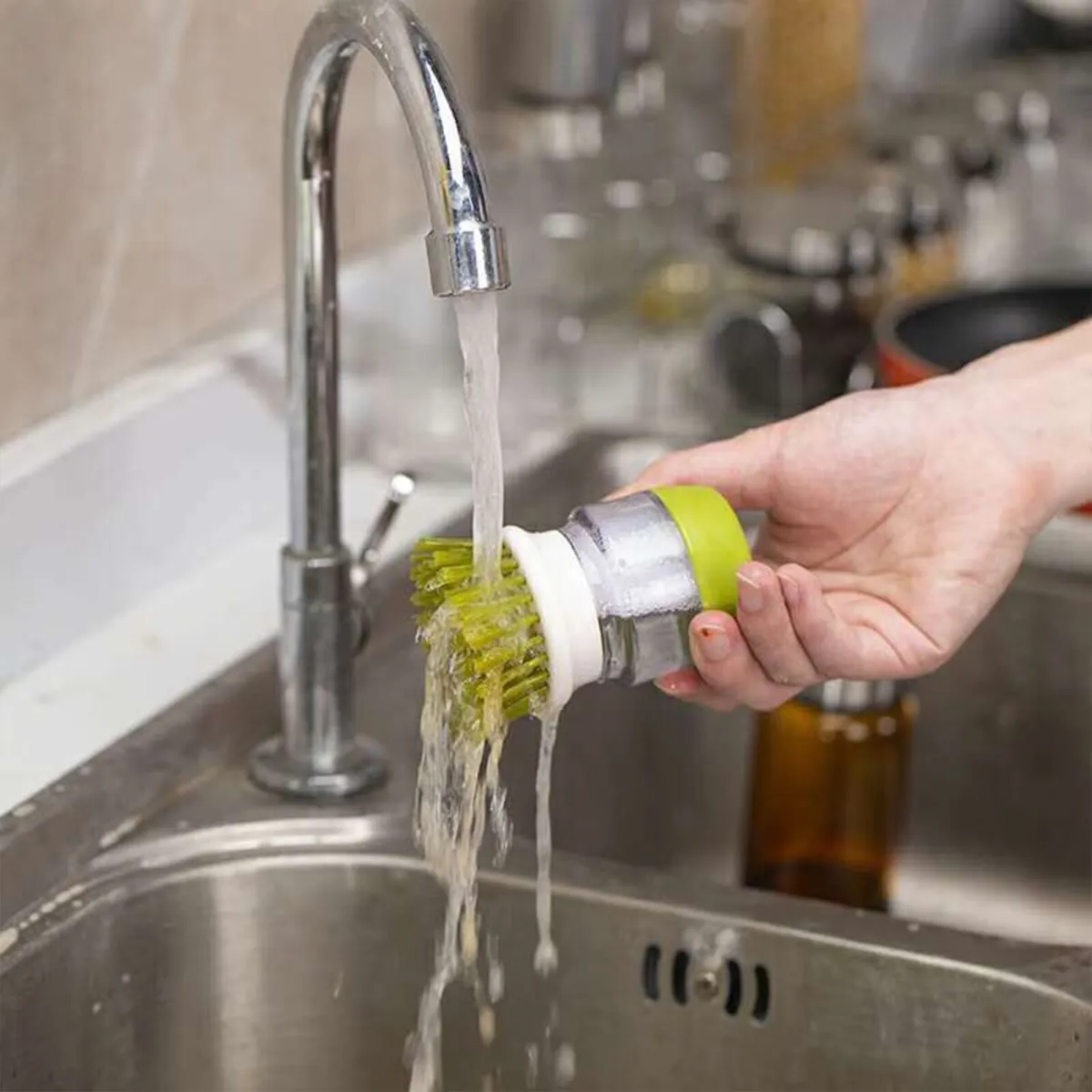 Premium Kitchen Scrub Brush Set with Soap Dispenser