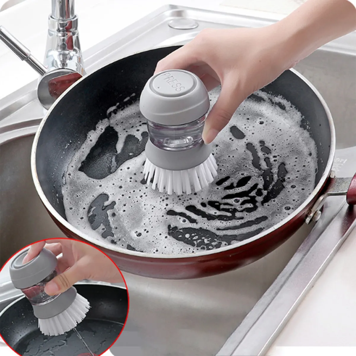 Premium Kitchen Scrub Brush Set with Soap Dispenser