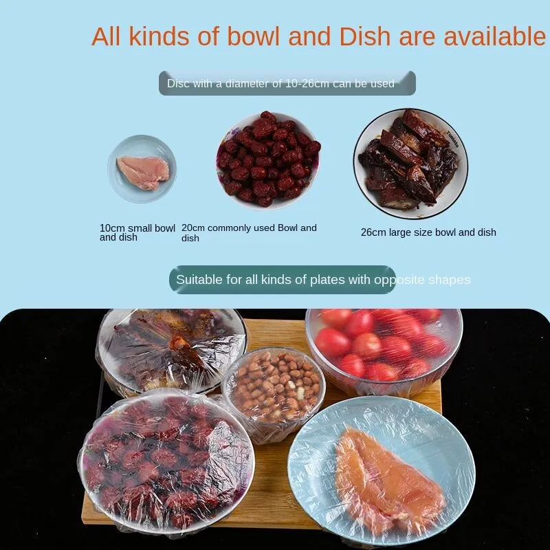 100PCS Premium Disposable Plastic Wrap for Food Preservation
