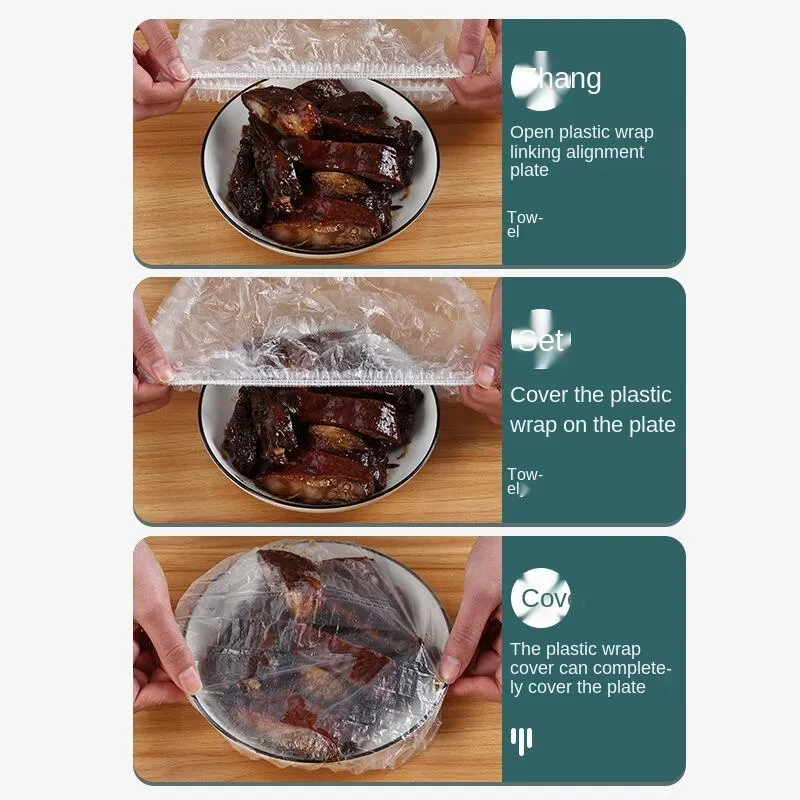 100PCS Premium Disposable Plastic Wrap for Food Preservation