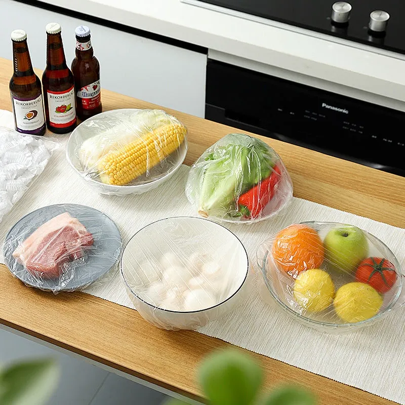 100PCS Premium Disposable Plastic Wrap for Food Preservation
