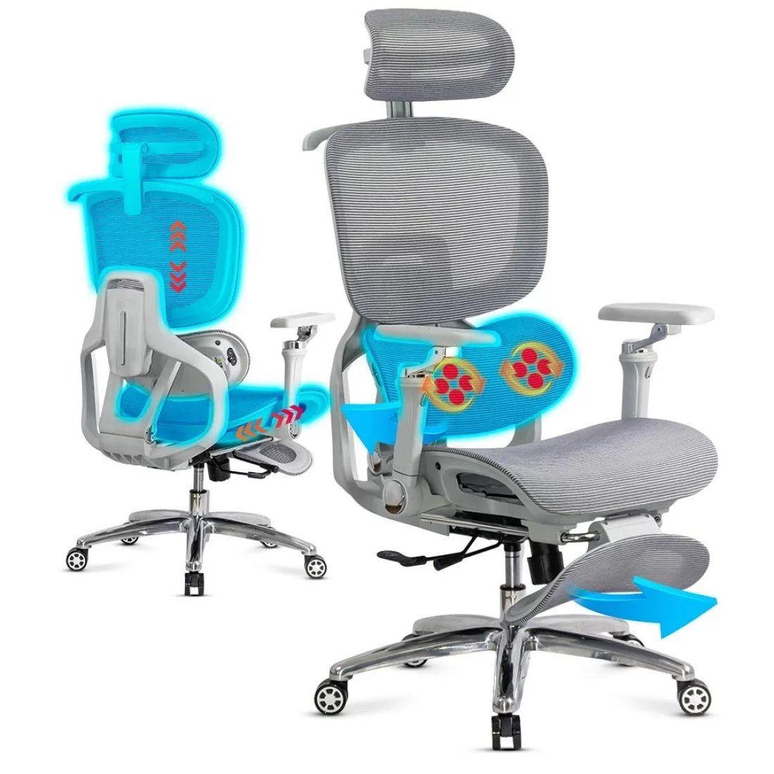 Top-Rated Ergonomic Mesh Chair 5-in-1 Comfort Edition – Premium Support & Smart Features