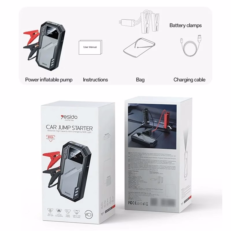 Yesido VC11 Car Jump Starter 6000mAh | 800A Peak Portable Battery Booster