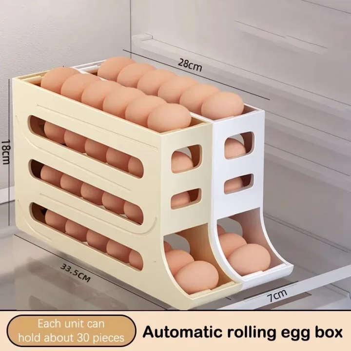 4-Tier Egg Holder for Fridge (Holds 30 Eggs)