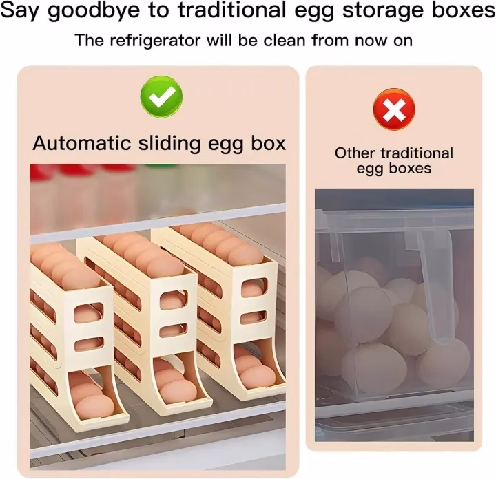 4-Tier Egg Holder for Fridge (Holds 30 Eggs)