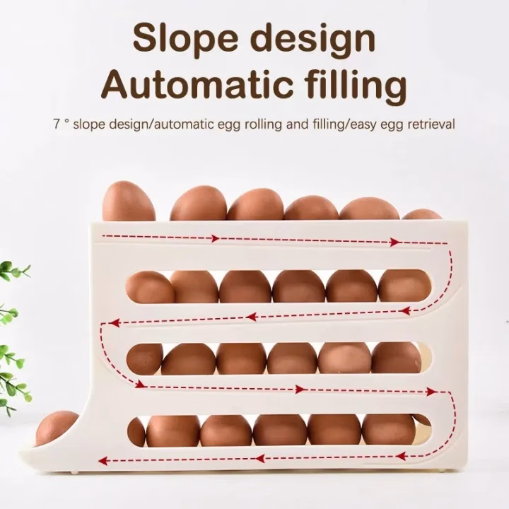 4-Tier Egg Holder for Fridge (Holds 30 Eggs)