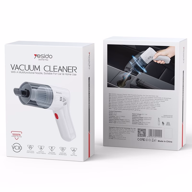 Yesido VC10 Cordless Handheld Vacuum Cleaner | 5000Pa Powerful Portable Vacuum for Car, Home & Office